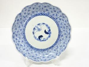 古伊万里　染付　みじん唐草　七寸皿